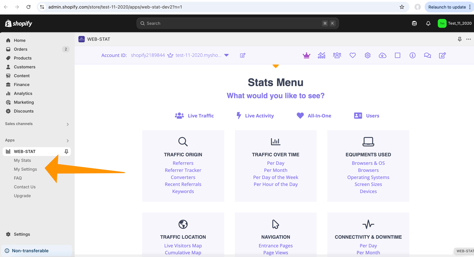 Web-Stat 7'yi ekleyin